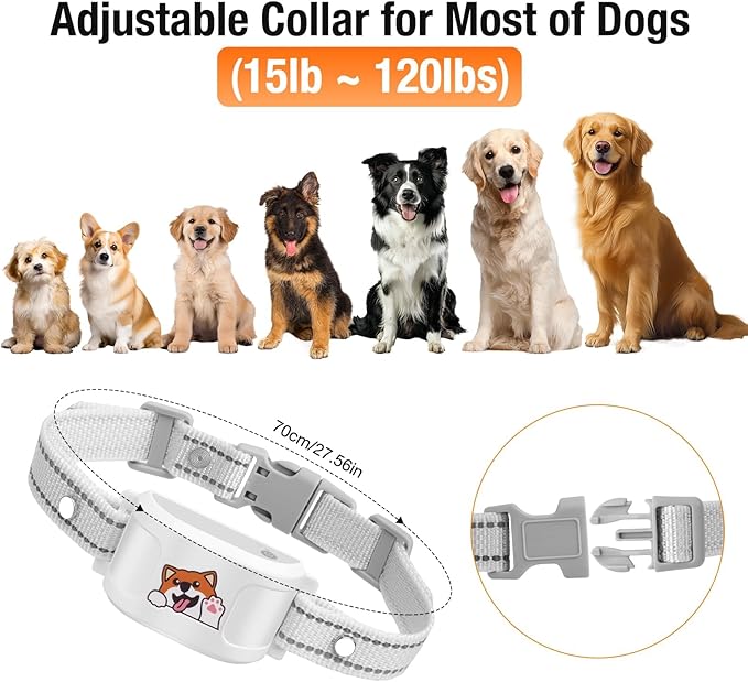 GPS + Wireless Dog Fence & Training Collar – No Subscription, App Geo-Fence 3280ft, 60-164ft Bluetooth Training, 3 Correction Modes, Auto Sleep/Wake, 7-Day Battery, 3-Dog Support (3PC-White)