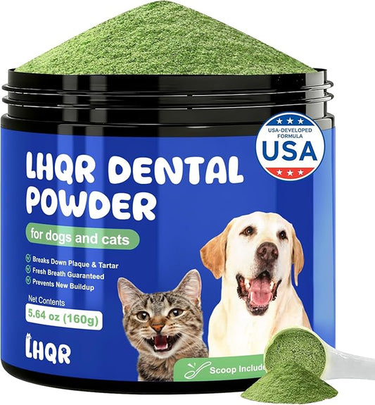 Dog Dental Powder for Fresher Breath - Dog Teeth Cleaning Powder Natural Plaque & Tartar Support with Probiotics & Enzymes lab co, Oral Care Supplement for Pet 160g