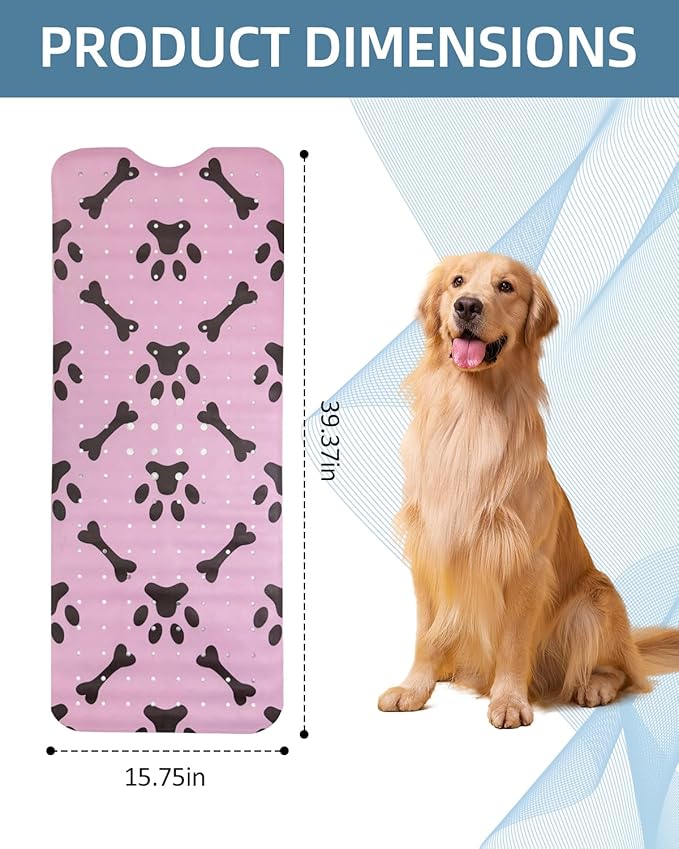 Dog Bath Mat for Tub Non-Slip Pet Bathtub Mat Fast Dry Dog Shower Attachment Mat Senior Friendly Dog Bath Supplies (Pink