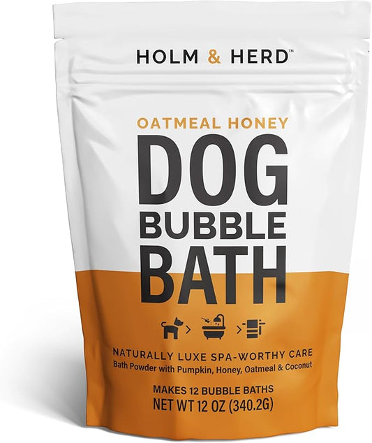 Dog Shampoo Alternative – Oatmeal & Honey Puppy Bubble Bath with Autumn Scent – Natural Gentle Dog Wash – Halloween Dog Gift - 12 Baths (Oatmeal Honey)