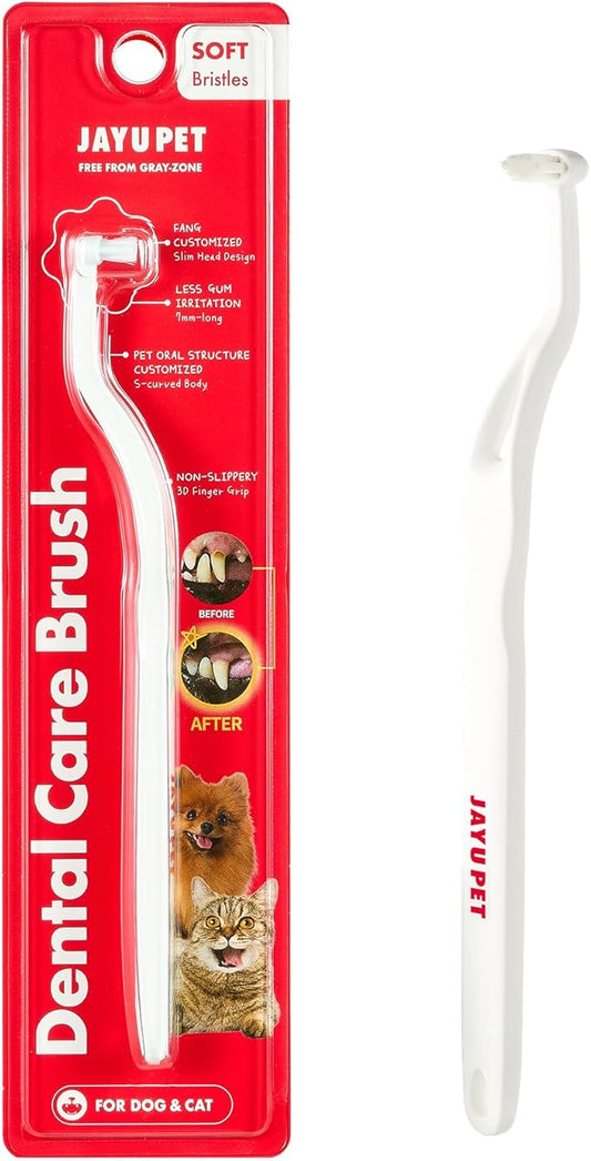 JAYU PET Dental Care Brush (Soft Bristles) 1ea - Dog Toothbrush, Cat Toothbrush, Dental Care for Kitten and Small Dogs, Removing Old Plaque and Tartar, Cat Teeth Brushing & Easy Cleaning