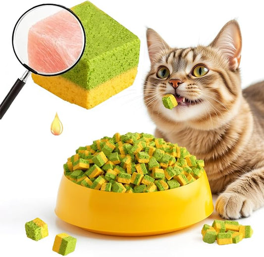 Cat Toy Grass Treats Freeze Dried 2 in 1 250g Fish Oil Chicken Cats Chew Grass Pellet Kitten Catnip for Hairball Removal Kitty Bite Snack for Cleaning Teeth Kitten Dental Food Indoor (8.82oz)
