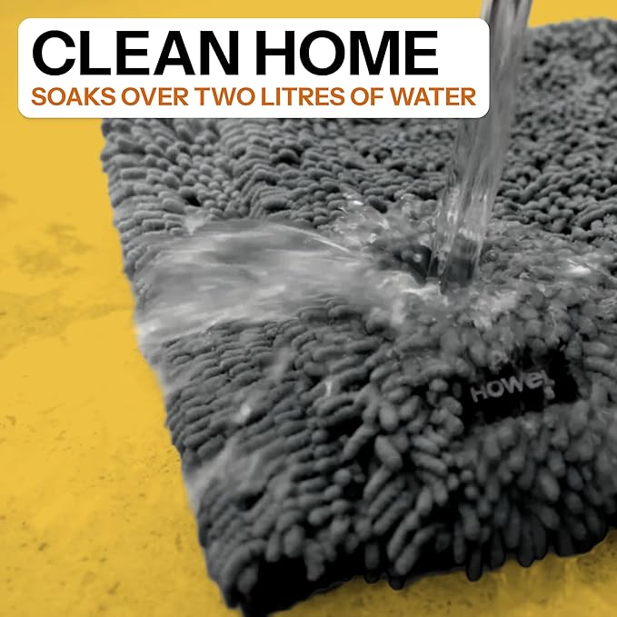 Throw Down Towel for Drying Dogs, 43" x 35", Ultra Absorbent Microfiber, Quick-Drying, Double-Sided Suede Chenille, Machine Washable, Soaks Over 2L, Grey Dog Bath Mat Towel