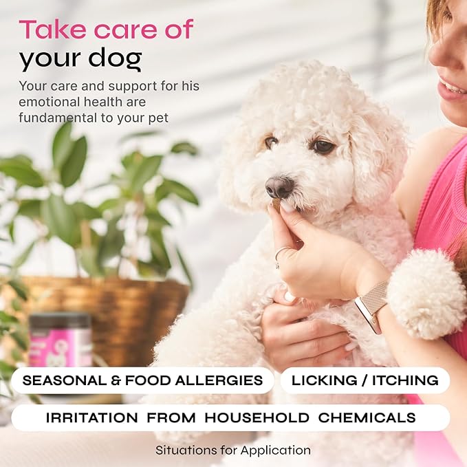 Dog Allergy Relief Chews - Dog Itching Skin Relief - Anti Itch - Skin Health - Hot Spot Treatment - Seasonal Allergy Support Supplements - Immune Chewable Treats - Turmeric, Quercetin
