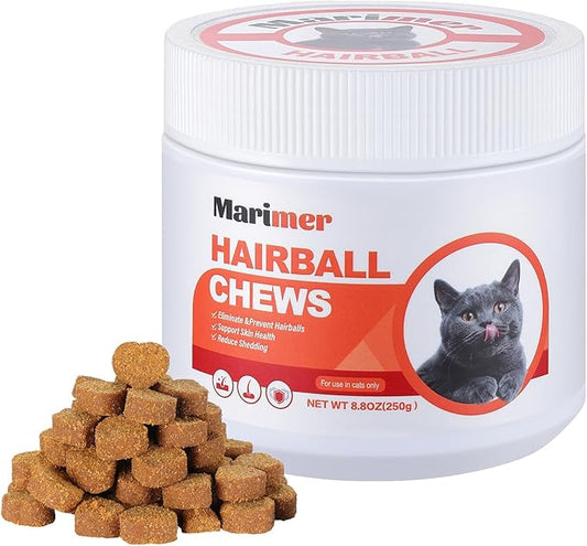 Hairball Control Chews for Cats – Chicken Flavor, 100 Soft Chews – Psyllium Husk, Lecithin, Omegas 3-6-9, Zinc & Biotin – Digestive & Skin Support for Hairball Reduction