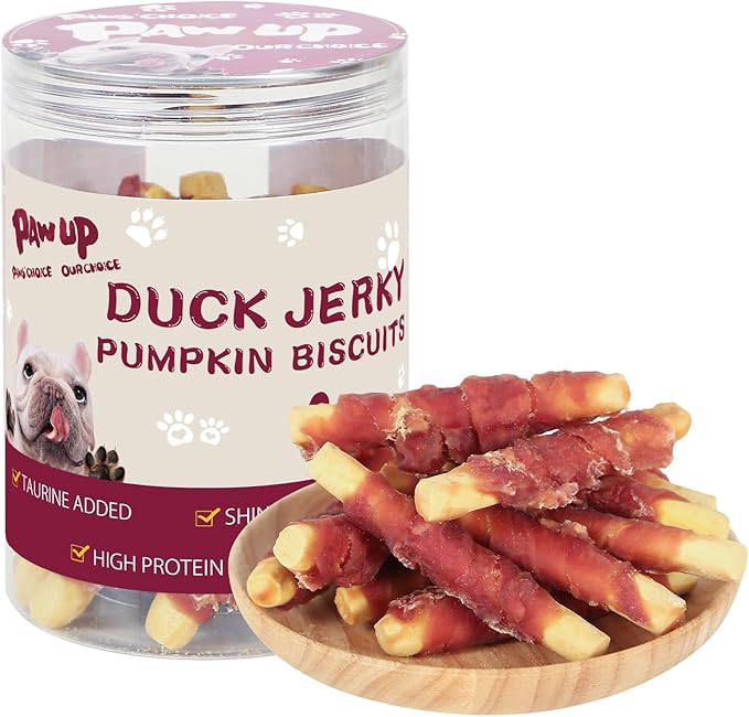 PAWUP Dog Treats Pumpkin Biscuits Sticks w/Duck Low Fat Dog Snacks, Healthy Biscuits with Taurine for Small Dogs, 12.5 oz