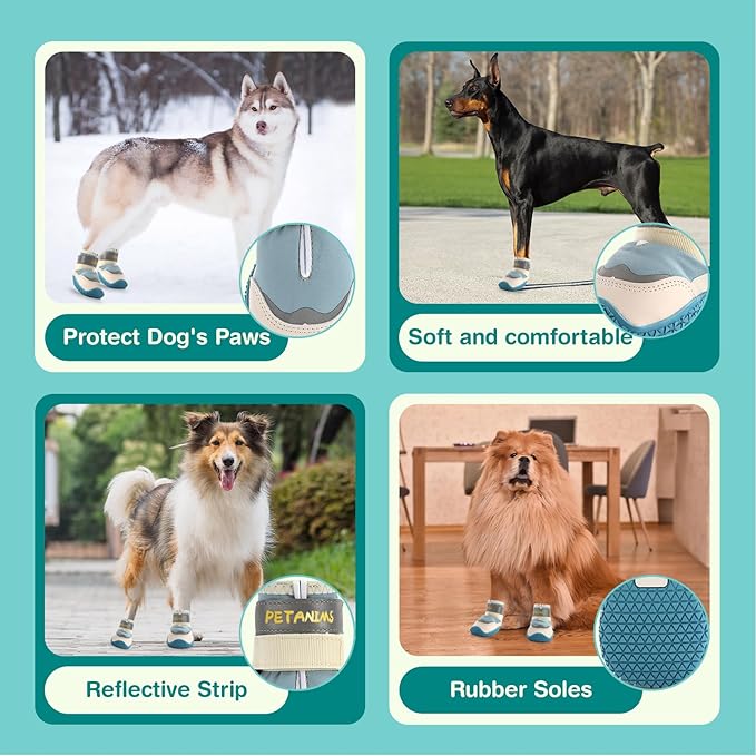 Dog Shoes for Small Dogs, Medium Dog Boots & Paw Protectors for Winter Snow, Waterproof Dog Booties for Hot Pavement, Hardwood Floors, for Rainy Blue Size 1