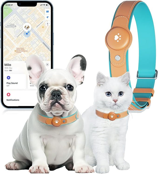 2-in-1 GPS Tracker for Dogs&Cats: Smart Collar with Real-Time Location, No Monthly Fee, Unlimited Range (iOS Only) GPS Tracker Dog Collar- Ideal for Small, Medium Large Dogs(Tracker Included) (Brown)