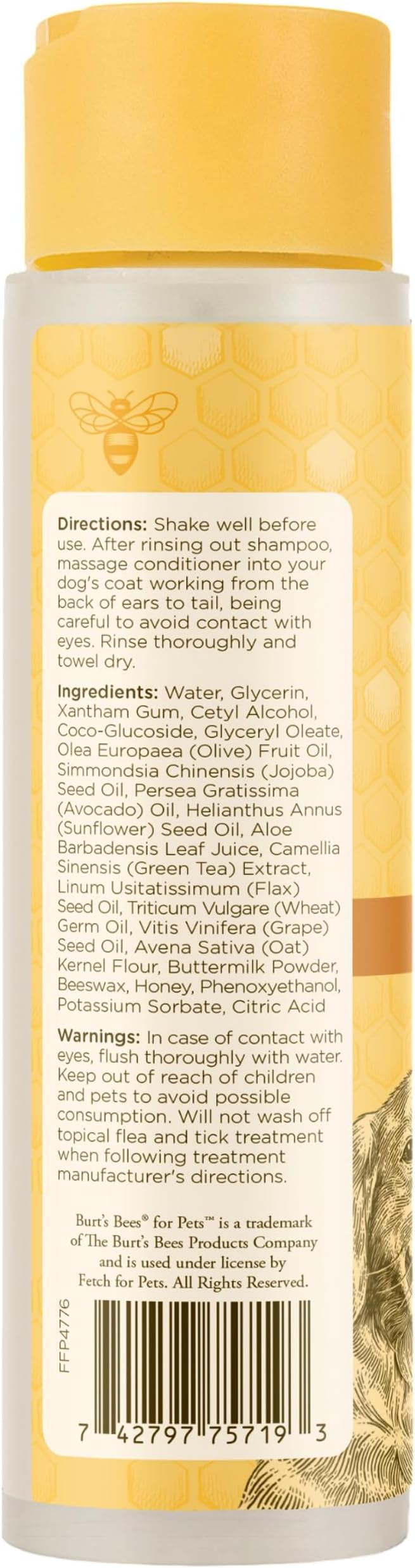 Burt's Bees for Pets Naturally Derived Oatmeal Conditioner with Colloidal Oat Flour & Honey - Dog Oatmeal Shampoo - Cruelty Free, Made in The USA - 10 Oz - 6 Pack