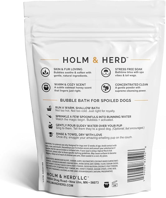 Dog Shampoo Alternative – Oatmeal & Honey Puppy Bubble Bath with Autumn Scent – Natural Gentle Dog Wash – Halloween Dog Gift - 12 Baths (Oatmeal Honey)