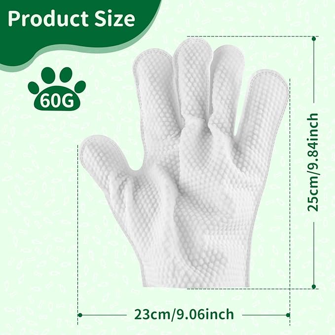 Pet Grooming Glove Wipes for Dogs & Cats, Hypoallergenic Deodorizing Cleansing Wipes with Coconut Oil & Botanical Extracts, Daily & Outdoor Care, 60g Portable and Lightweight (6 Pcs)