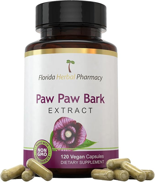 Florida Herbal Pharmacy, Paw Paw Extract Supplement Capsules 10:1 (120 Capsules) 500 mg per Capsule, 1000 mg Serving (Pack of 1)