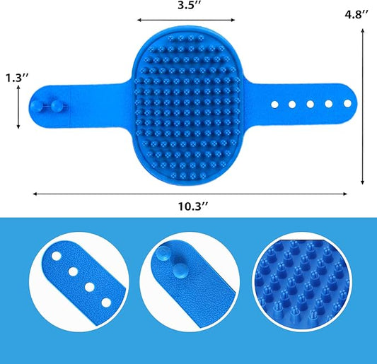 Ultra-Soft Pet Grooming Brush with Adjustable Ring - Ideal for Dogs & Cats of All Hair Types - Bath, Shower, Dog Shampoo Brush & Massage Tool (Blue, 1-Pack)