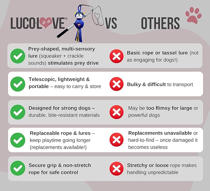 Flirt Pole for Dogs Heavy Duty - Multi-Sensory Tough Chase Toy for Medium & Large Breeds – Extra Strong 35" Dog Teaser Wand for Backyard Play, Training and Interactive Fun (Raccoon)