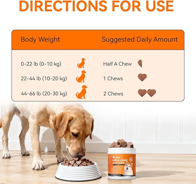 Collagen for Dogs & Cats Hip & Joint Supplement with Glucosamine, Chondroitin, MSM, Dog Joint Pain Relief, Multivitamin Treats for Small, Medium Large Dog Mobility-30 Soft Chews