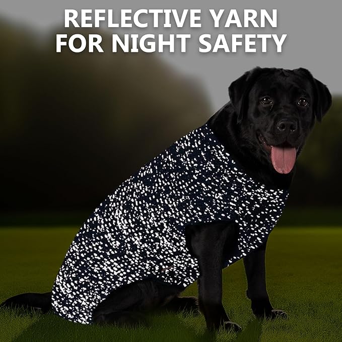 KYEESE Dog Sweater with Leash Hole for Small Dogs Male Warm Pullover with Reflective Yarn Soft Knit Pullover Boy Dog Coats Cozy Lightweight Thick Sweater Pet Indoor Outdoor Wear,Navy Blue,Small