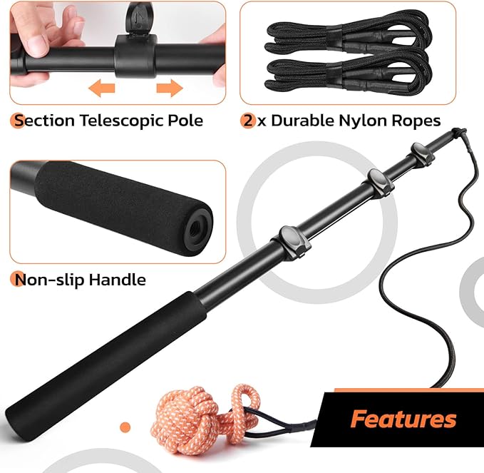 LOOBANI Flirt Pole for Dogs - Chase & Tug of War, Extendable Teaser Wand with Detachable Toys for Medium Dogs Training & Exercise, 48.8in