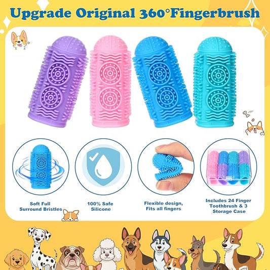 24 Pcs Dog Toothbrush Bulk Finger Toothbrush Dogs Tooth Brushing Kit Finger Toothbrushes Pets Teeth Cleaning & Dental Care Teeth Cleaning Tools for Puppy Cat Small Medium Large Pets