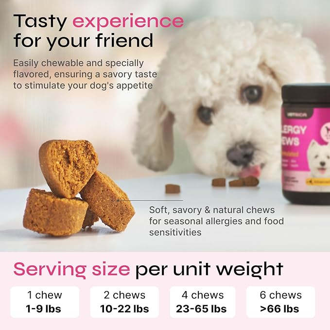 Dog Allergy Relief Chews - Dog Itching Skin Relief - Anti Itch - Skin Health - Hot Spot Treatment - Seasonal Allergy Support Supplements - Immune Chewable Treats - Turmeric, Quercetin