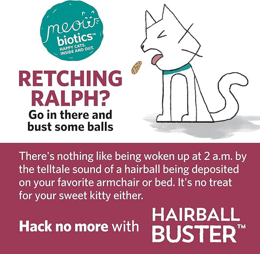 Fidobiotics - Meowbiotics Hairball Buster Powder for Cats with Probiotics 2 Billion CFU Smoked Fish Chowdah Flavor - 30 Serving(s)