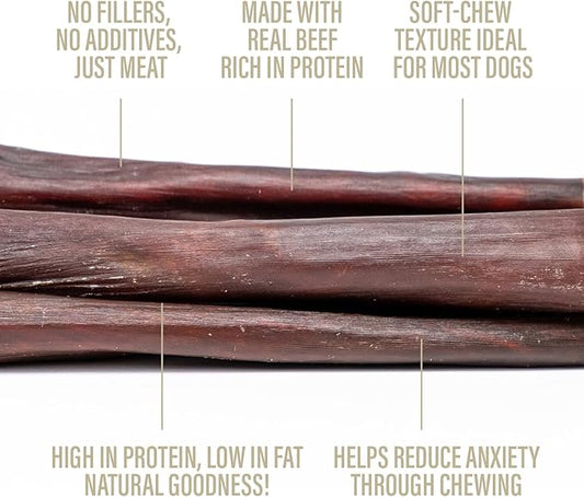 Chewer's Joy Beef Jerky Stick 5–6" (8oz) – Natural Dog Treats – Single Ingredient Long-Lasting Chews, High Protein