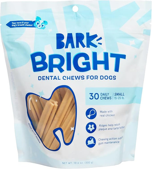 Barkbox Bright Original Dog Dental Chew Sticks, Plaque and Tartar Cleaning - Small Breeds (30 Chews)