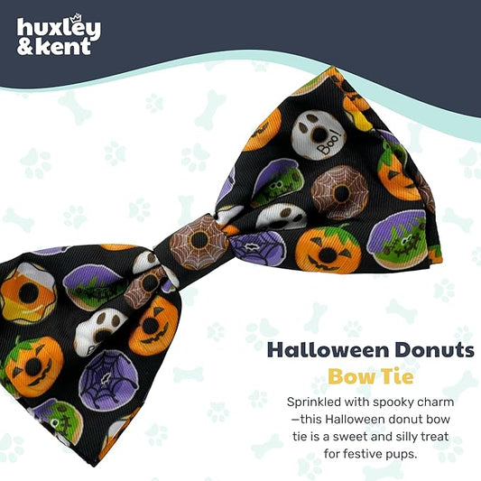 Huxley & Kent Pet Bow Tie for Dogs & Cats - Halloween Adjustable Hook & Loop Collar Accessory - Cute & Comfortable for Holidays & Celebrations - Halloween Donuts, Smal