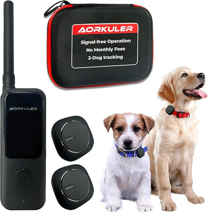 2-Pack Outdoor GPS Dog Tracker for Two Dogs – Real-Time Tracking, No Phone or Signal Needed, Perfect for Hiking, Camping, Farms, and Large Open Spaces, No Subscription Fees