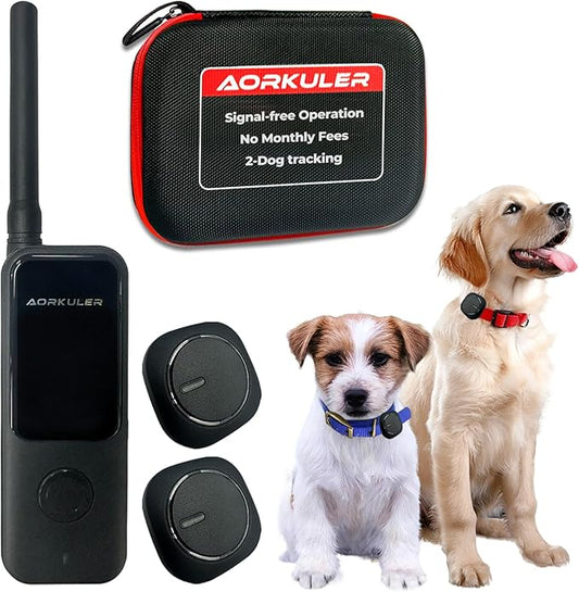 2-Pack Outdoor GPS Dog Tracker for Two Dogs – Real-Time Tracking, No Phone or Signal Needed, Perfect for Hiking, Camping, Farms, and Large Open Spaces, No Subscription Fees