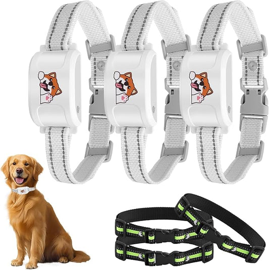 GPS + Wireless Dog Fence & Training Collar – No Subscription, App Geo-Fence 3280ft, 60-164ft Bluetooth Training, 3 Correction Modes, Auto Sleep/Wake, 7-Day Battery, 3-Dog Support (3PC-White)