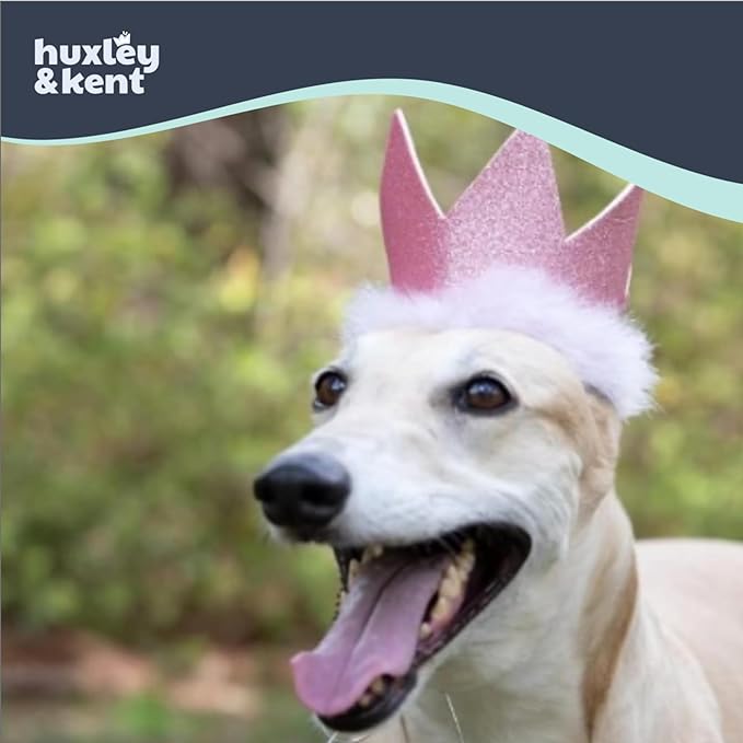 Huxley & Kent Pet Party Crown – SnugFit Glitter Hat for Dogs & Cats – Party Wear with Adjustable Straps – Pink, Small