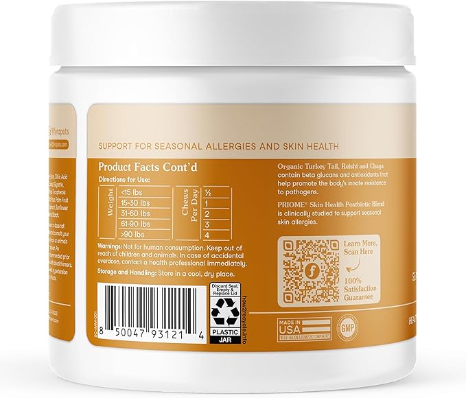 Fera Pets Dog Allergy and Immune Support with Organic Mushrooms, Postbiotics & Colostrum - Promotes Skin & Gut Health - Soothes Seasonal Allergy Symptoms - 30 Soft Chews