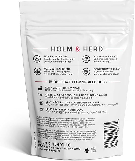 Dog Shampoo Alternative – Oatmeal & Honey Puppy Bubble Bath with Autumn Scent – Natural Gentle Dog Wash – Halloween Dog Gift - 12 Baths (Cranberry Spice)