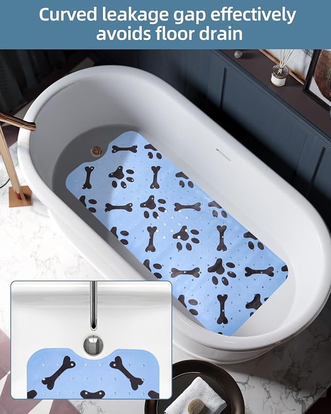 Dog Bath Mat for Tub Non-Slip Pet Bathtub Mat Fast Dry Dog Shower Attachment Mat Senior Friendly Dog Bath Supplies (Blue