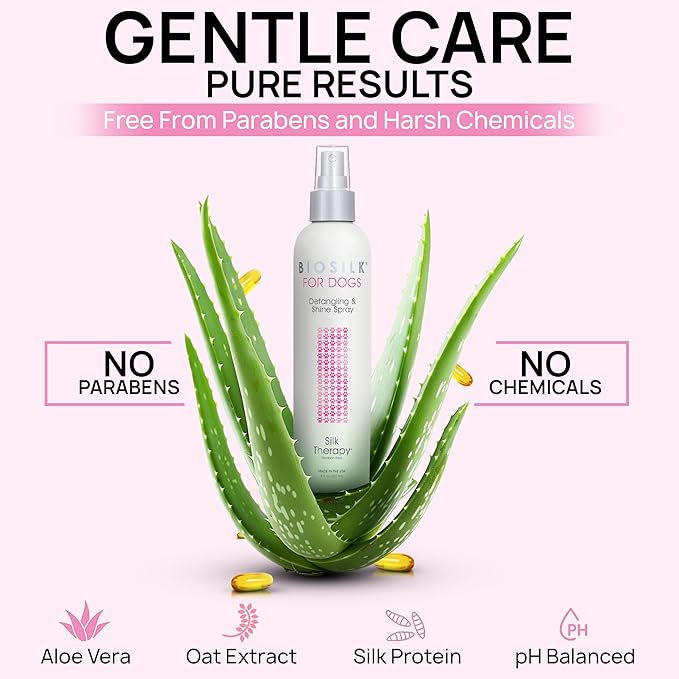 BioSilk Therapy Detangling Plus Shine Protecting Mist for Dogs | Best Detangling Spray For All Dogs and Puppies