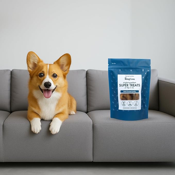 King Lou Pets Duck Jerky Treats – Single Ingredient Dehydrated Duck Breast – USA Made Cat & Dog Snack – High Protein Pet Treat – 1 lb (Prior to Freeze-Drying)