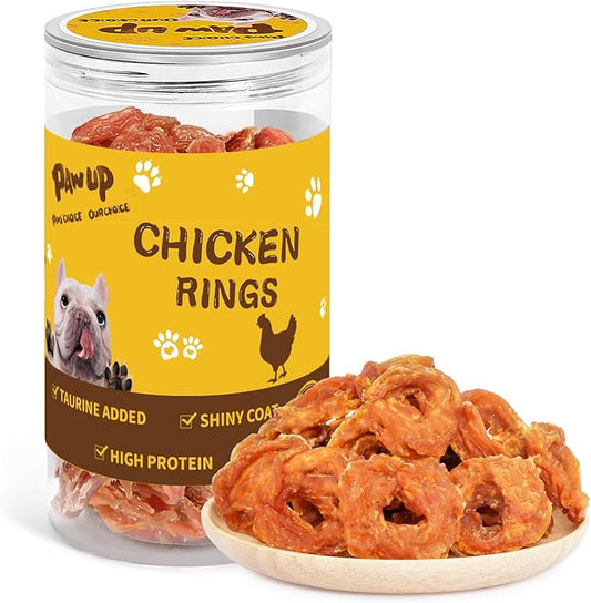 PAWUP Chicken Rings Dog Treats, Soft Chicken Jerky, Easy to Eat, High Protein Low Fat Daily Treats for Small Medium Large Dogs, 12.5 oz