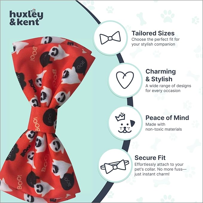 Huxley & Kent Pet Bow Tie for Dogs & Cats - Halloween Adjustable Hook & Loop Collar Accessory - Cute & Comfortable for Holidays & Celebrations - Ghostbusters, Large