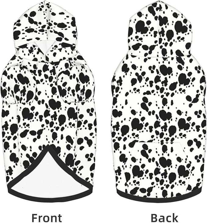 Halloween Dalmatian Dog Costume, Dalmatians Print Winter Clothes Sweaters for Halloween Cosplay Autumn Pets' Wear Dog Winter Hoodies with Pocket for Medium Large Dogs XXL