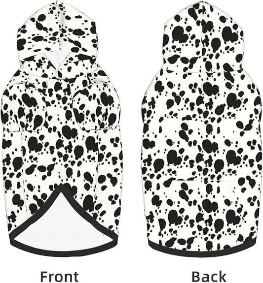 Cute Dalmatian Dog Costume, Dalmatians Print Hoodie Puppy Winter Halloween Cosplay Clothes Sweaters Outfits Pullover Pets' Sweatshirt Hoodies with Pocket for Small Dog XS