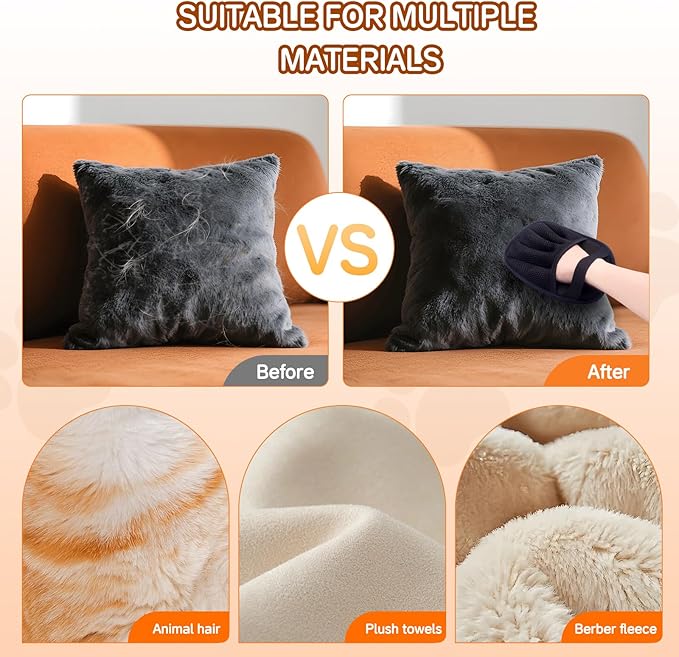 Pet Hair Remover Electrostatic Gloves,Pet Hair Removal for Cats & Dogs, Cat Grooming Gloves，Pet Hair Fur Removal Mitt, Cleanup for Furniture, Clothing, and Upholstery,Reusable (2pcs)