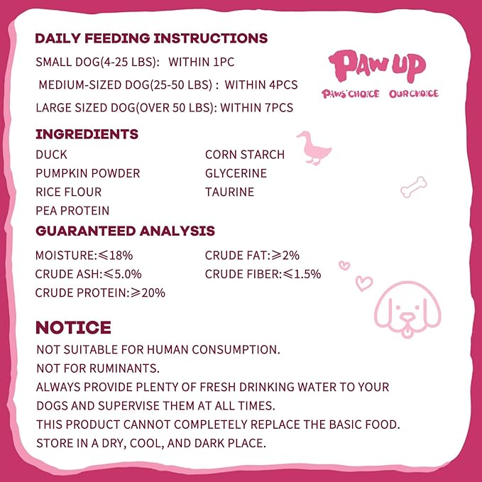 PAWUP Dog Treats Pumpkin Biscuits Sticks w/Duck Low Fat Dog Snacks, Healthy Biscuits with Taurine for Small Dogs, 12.5 oz