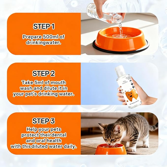 Fureverpets Dental Water Additive, Water Additive for Cats Teeth, Cat Water Additive for Dental Care, Cat Tooth Cleaning Water,Teeth Cleaning Mouthwash, Easy Daily Use (2pcs, Cats)