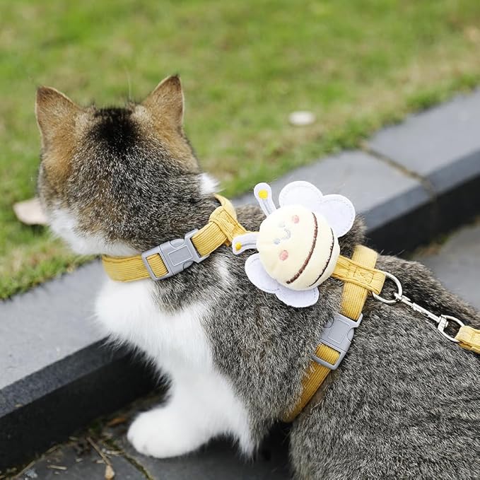 Cat Harness and Leash Set, Cat Harness Escape Proof, Rabbit Harness and Leash Set, Costumes for Cats and Bunny(A, Middle)