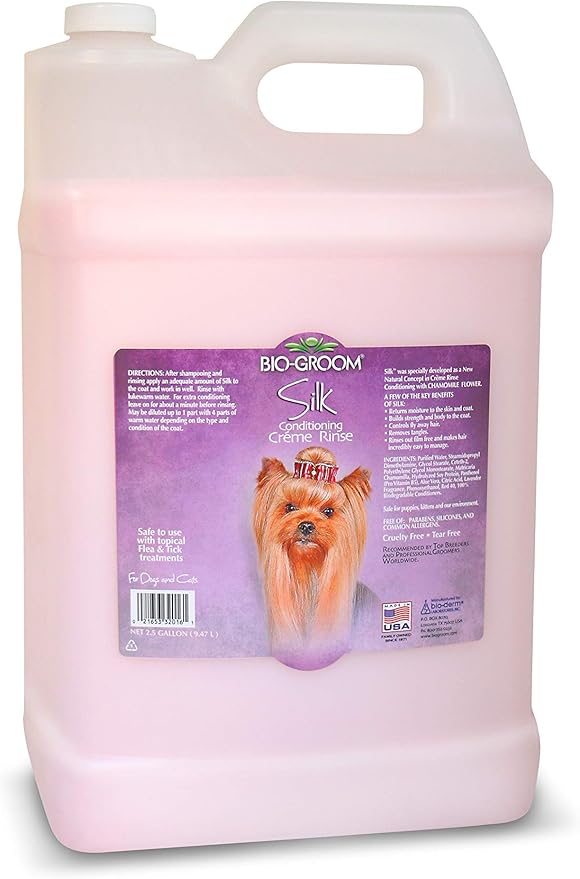 Bio-Groom Silk Creme Rinse Dog Conditioner – Dog Bathing Supplies, Puppy Shampoo, Cat & Dog Grooming Supplies for Sensitive Skin, Cruelty-Free, Made in USA, Tearless Dog Products – 2.5 Gallons