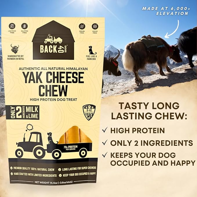 Yak Cheese Himalayan Dog Chews – Long-Lasting Natural Chews for Aggressive Chewers – 2-Ingredient, High Protein, Odorless, Dental Health Treats for Dogs (Large, 12 Pack)