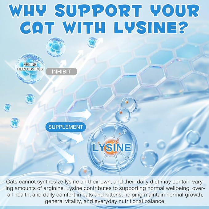 L-lysine Supplement for Cats,Cat L-Lysine Liquid Drops for Immune Support,Feline Respiratory, Sneezing, Runny Nose,Helps Strengthen Natural Defenses,Roast Chicken Flavor,2oz (60mL)