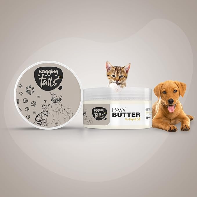 Wagging Tails 6-in-1 Paw Butter for Dogs & Cats, 1.76 fl oz (Pack of 2) Turmeric & Honey-Infused Lick-Safe Balm | Relieves Elbow & Paw Discomfort, Repairs Cracks, Moisturizes Pads & Softens Snouts