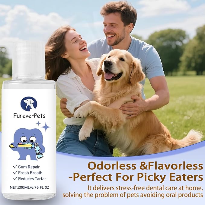 Fureverpets Dental Water Additive,Water Additive for Dogs Teeth, 13.52 floz Odorless & Flavorless Formula to Fight Tartar,Easy Daily Use for All Pet