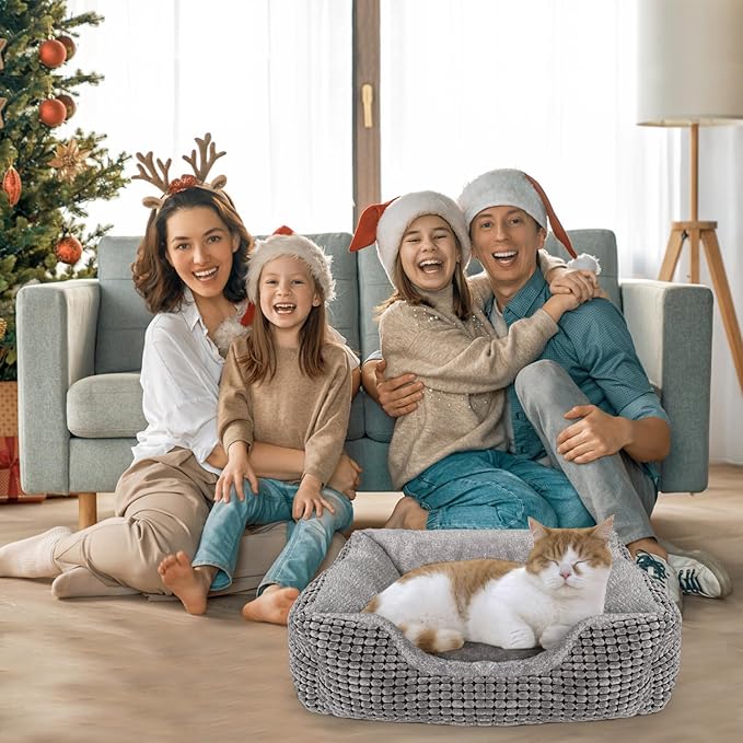 MARUNDA Heated Cat Bed for Indoor Use, Electric Heating Pad for Cats and Small Dogs, Washable Pet Bed (23x20x7 Grey)